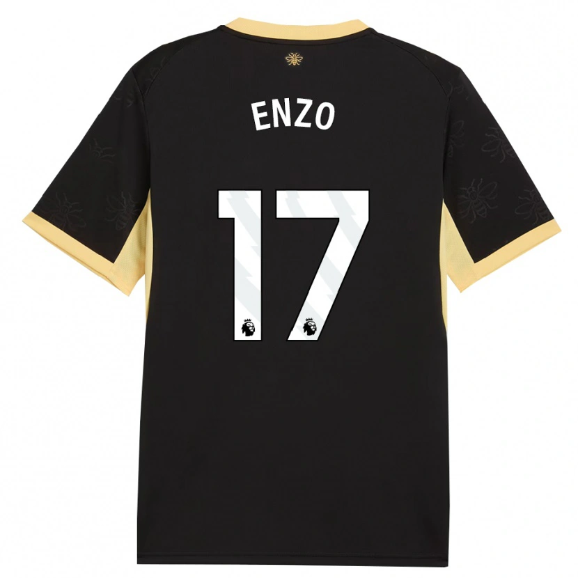 Danxen Femme Maillot Enzo Fernández #17 Noir Jaune Tenues Extérieur 2026/27 T-Shirt