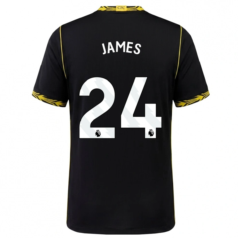 Danxen Femme Maillot Reece James #24 Noir Jaune Tenues Extérieur 2026/27 T-Shirt