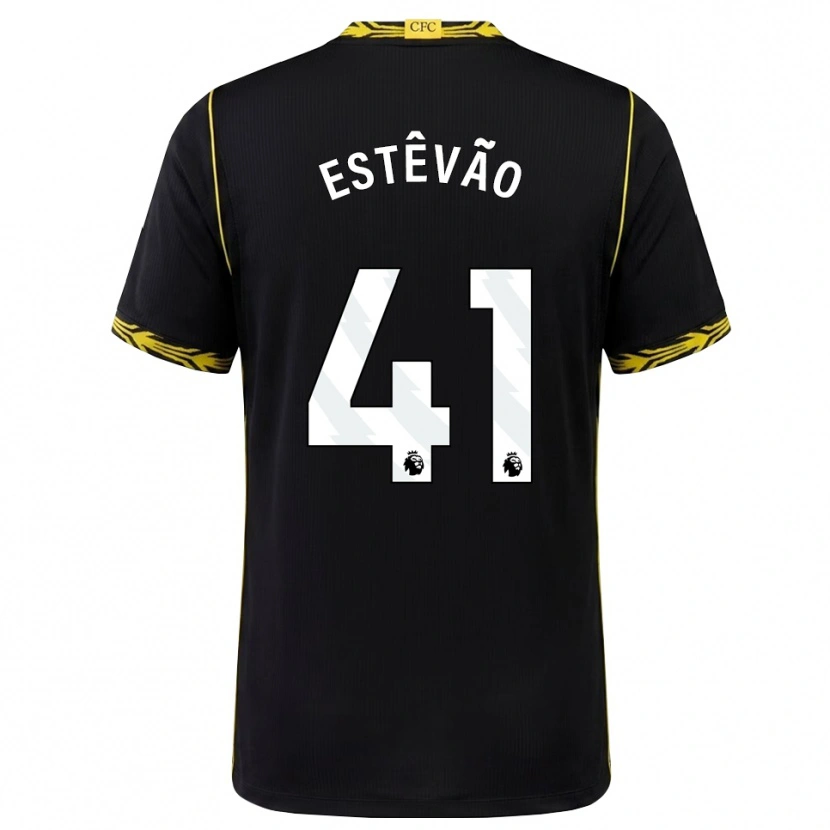 Danxen Femme Maillot Estêvão Willian Almeida De Oliveira Gonçalves #41 Noir Jaune Tenues Extérieur 2026/27 T-Shirt