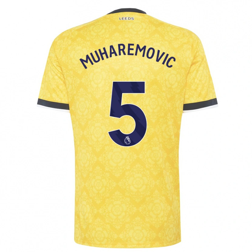 Danxen Femme Maillot Tarik Muharemović #5 Jaune Blanc Noir Tenues Extérieur 2026/27 T-Shirt