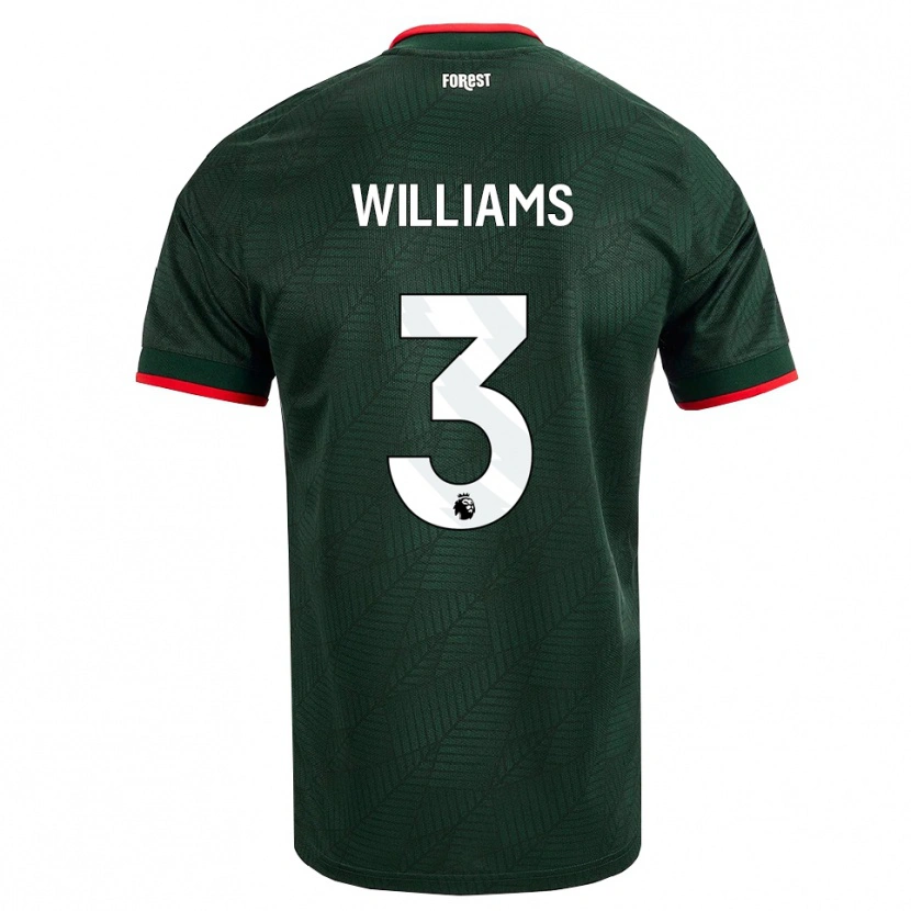 Danxen Femme Maillot Neco Williams #3 Vert Foncé Rouge Tenues Extérieur 2026/27 T-Shirt
