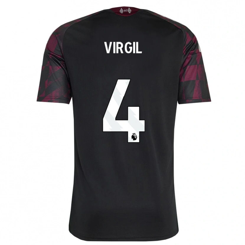 Danxen Femme Maillot Virgil Van Dijk #4 Noir Blanc Violet Troisieme 2026/27 T-Shirt