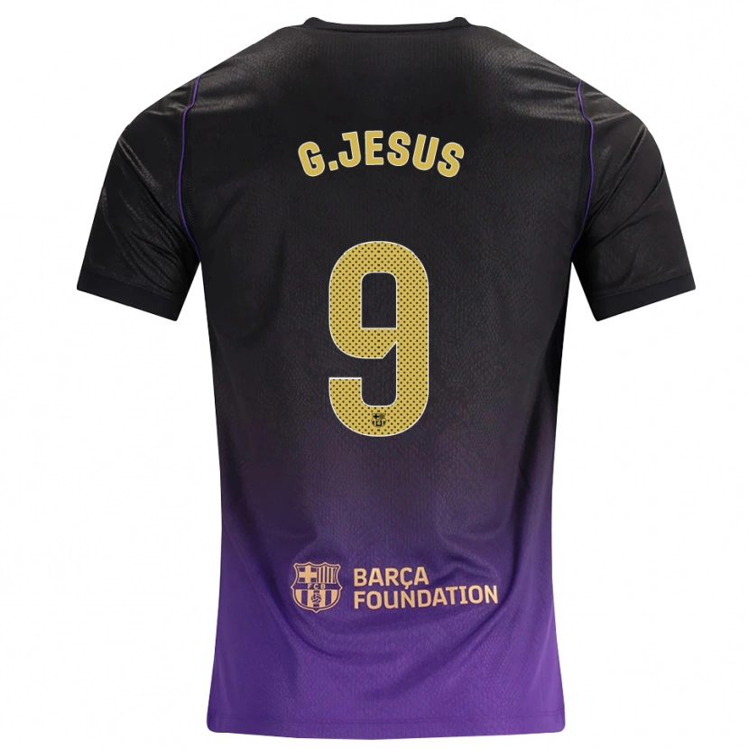 Danxen Enfant Maillot Gabriel Jesus #9 Violet Jaune Noir Tenues Extérieur 2026/27 T-Shirt