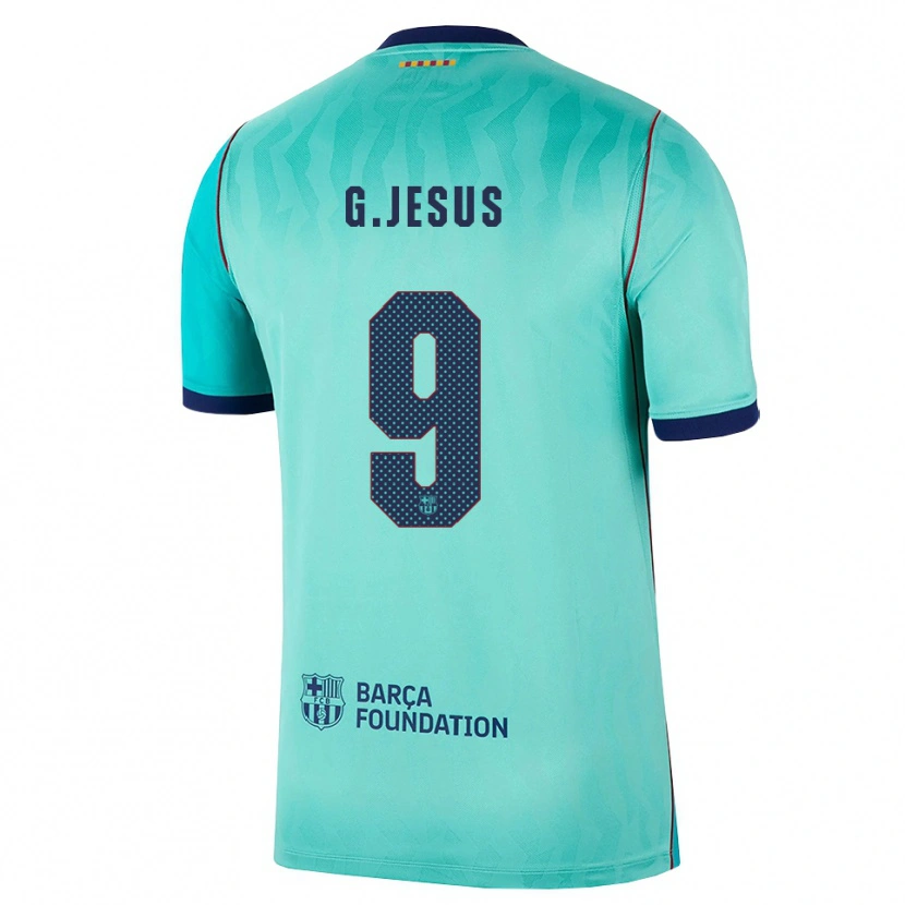 Danxen Enfant Maillot Gabriel Jesus #9 Aqua Turquoise Foncée Bleu Royal Troisieme 2026/27 T-Shirt