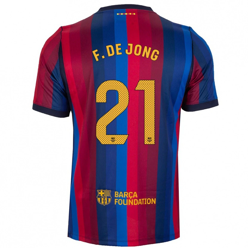 Danxen Enfant Maillot Frenkie De Jong #21 Bleu Royal Rouge Jaune Tenues Domicile 2026/27 T-Shirt