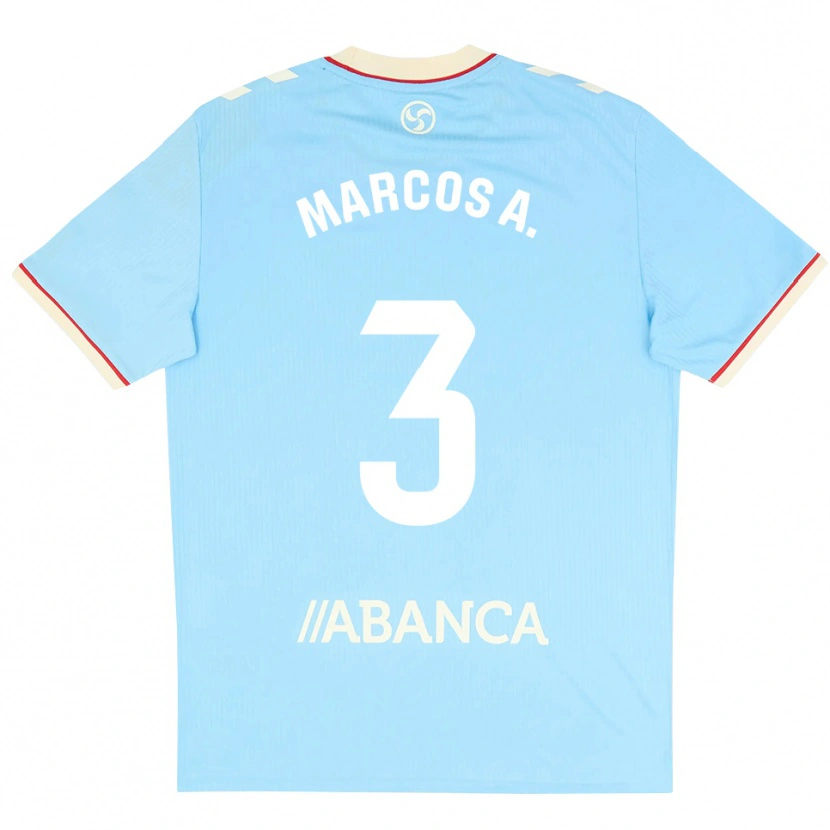 Danxen Enfant Maillot Marcos Alonso #3 Bleu Ciel Blanc Rouge Tenues Domicile 2026/27 T-Shirt