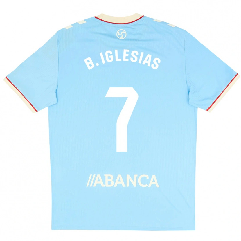 Danxen Enfant Maillot Borja Iglesias #7 Bleu Ciel Blanc Rouge Tenues Domicile 2026/27 T-Shirt