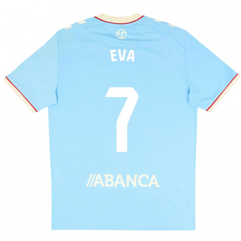 Danxen Enfant Maillot Eva López #7 Bleu Ciel Blanc Rouge Tenues Domicile 2026/27 T-Shirt