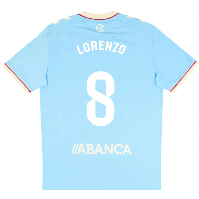 Danxen Enfant Maillot Paula Lorenzo #8 Bleu Ciel Blanc Rouge Tenues Domicile 2026/27 T-Shirt