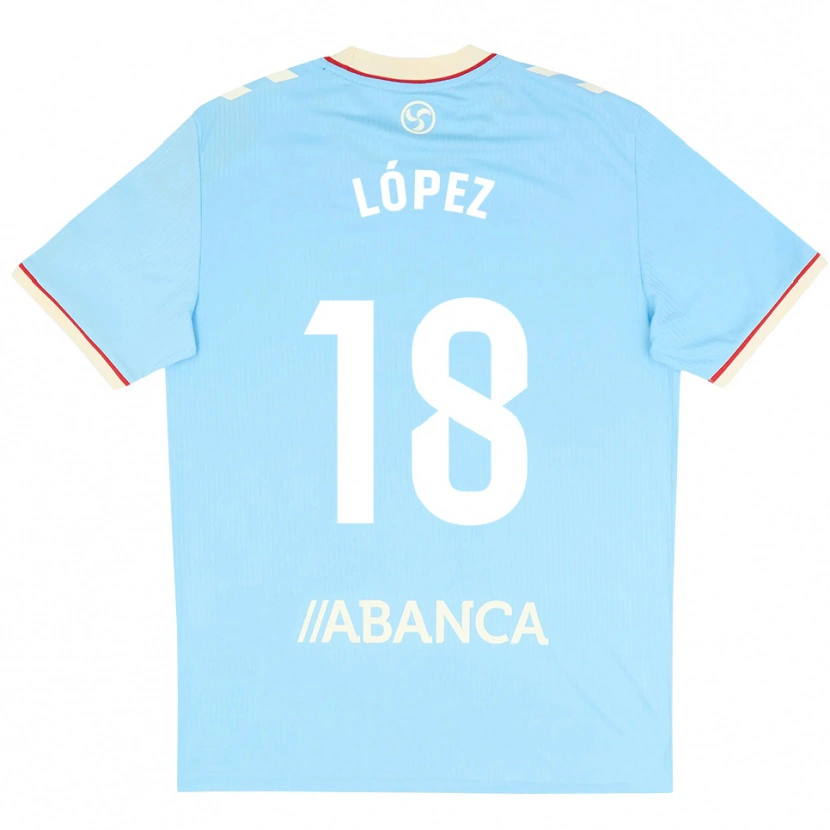 Danxen Enfant Maillot Diego López #18 Bleu Ciel Blanc Rouge Tenues Domicile 2026/27 T-Shirt