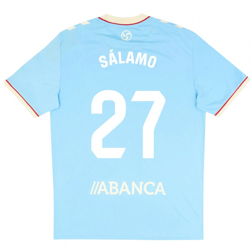Danxen Enfant Maillot Jorge Sálamo #27 Bleu Ciel Blanc Rouge Tenues Domicile 2026/27 T-Shirt
