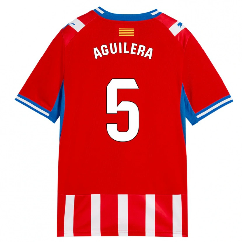 Danxen Enfant Maillot Oriol Aguilera #5 Rouge Blanc Bleu Ciel Tenues Domicile 2026/27 T-Shirt