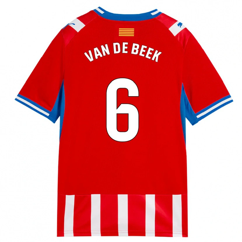 Danxen Enfant Maillot Donny Van De Beek #6 Rouge Blanc Bleu Ciel Tenues Domicile 2026/27 T-Shirt