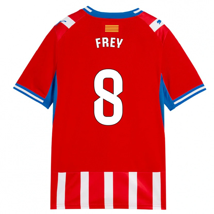 Danxen Enfant Maillot Darío Frey #8 Rouge Blanc Bleu Ciel Tenues Domicile 2026/27 T-Shirt