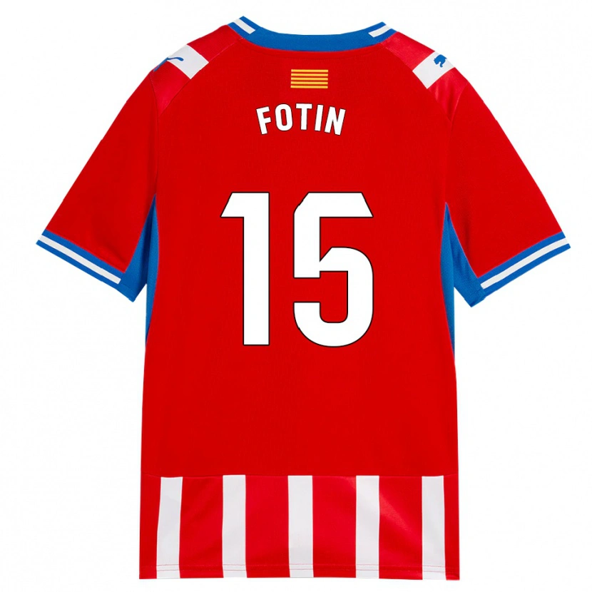 Danxen Enfant Maillot Rareș Fotin #15 Rouge Blanc Bleu Ciel Tenues Domicile 2026/27 T-Shirt