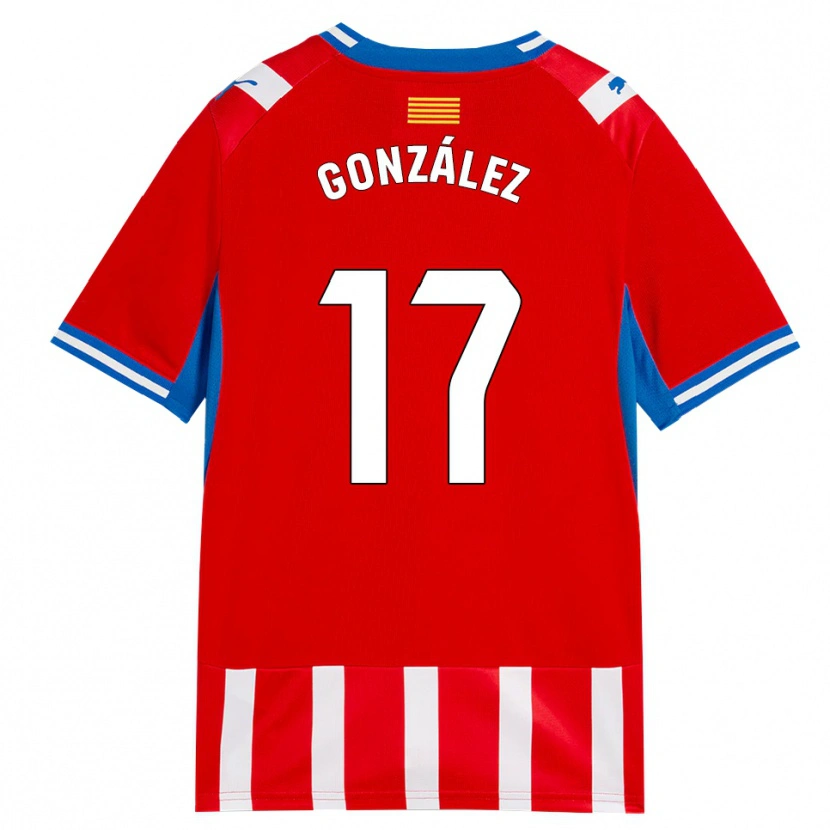 Danxen Enfant Maillot Javi González #17 Rouge Blanc Bleu Ciel Tenues Domicile 2026/27 T-Shirt