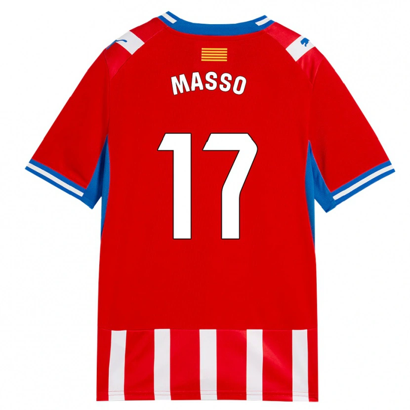 Danxen Enfant Maillot Ainoa Massó #17 Rouge Blanc Bleu Ciel Tenues Domicile 2026/27 T-Shirt