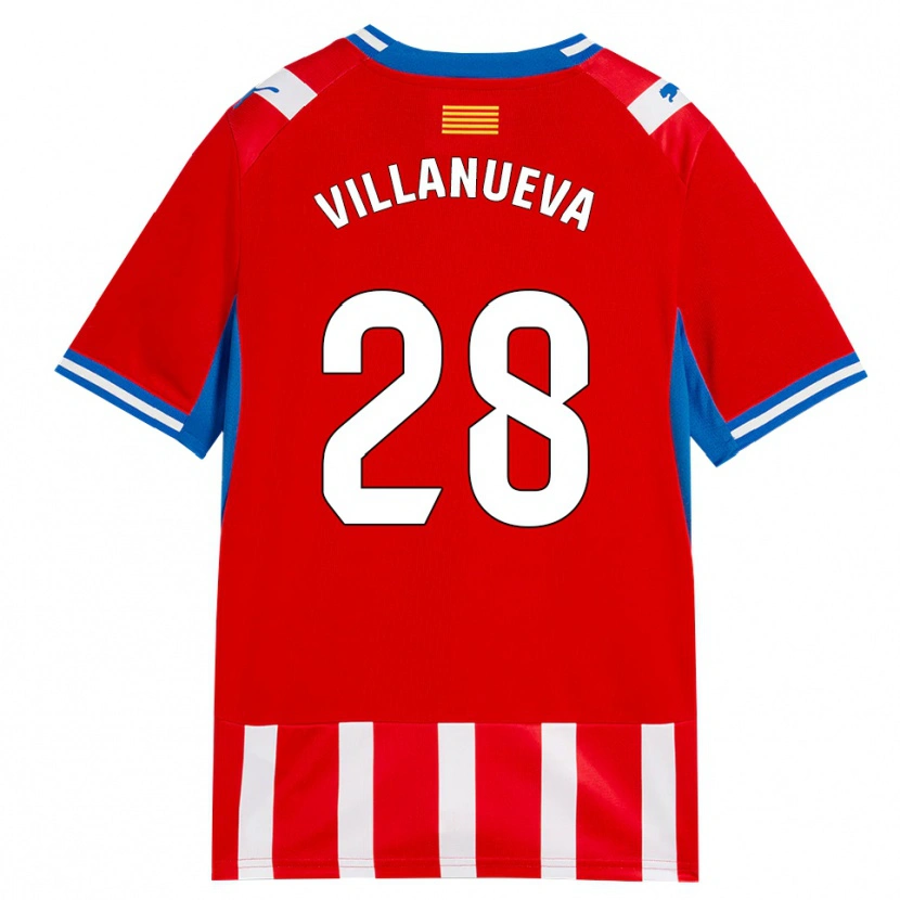 Danxen Enfant Maillot Pablo Villanueva #28 Rouge Blanc Bleu Ciel Tenues Domicile 2026/27 T-Shirt