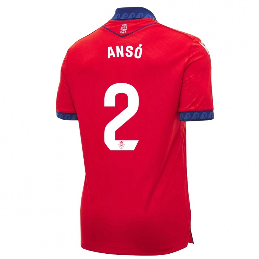 Danxen Enfant Maillot Mikel Ansó #2 Rouge Bleu Marine Blanc Tenues Domicile 2026/27 T-Shirt
