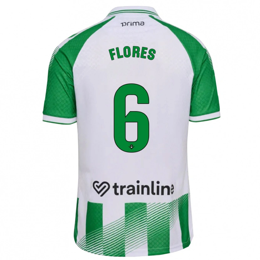 Danxen Enfant Maillot Mateo Flores #6 Vert Clair Noir Blanc Tenues Domicile 2026/27 T-Shirt