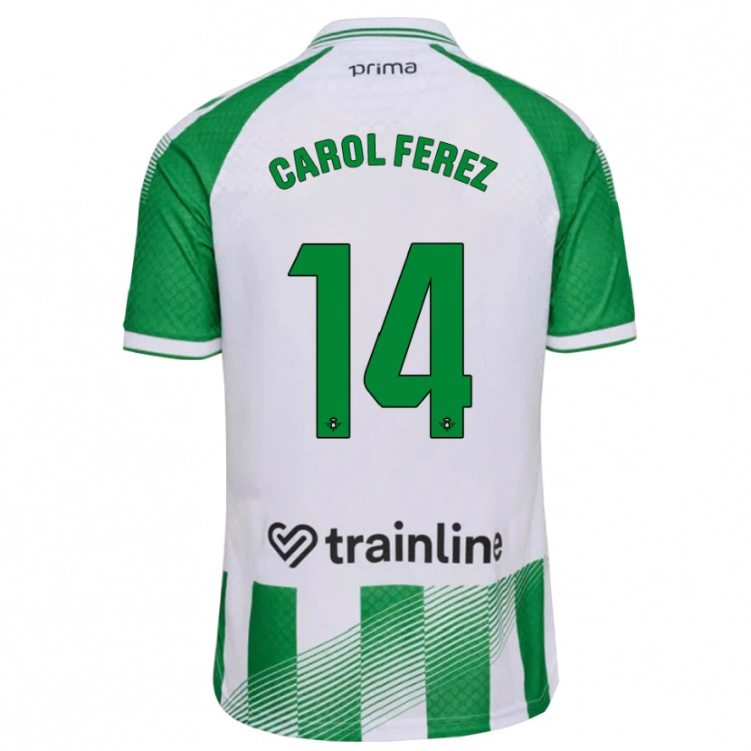 Danxen Enfant Maillot Carolina Férez Méndez #14 Vert Clair Noir Blanc Tenues Domicile 2026/27 T-Shirt