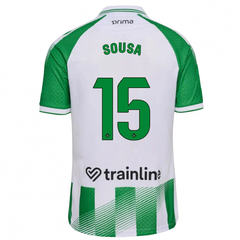 Danxen Enfant Maillot Vasco Sousa #15 Vert Clair Noir Blanc Tenues Domicile 2026/27 T-Shirt