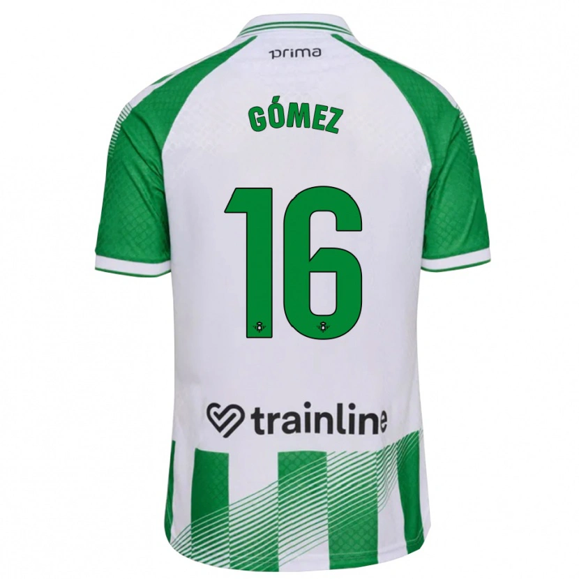 Danxen Enfant Maillot Valentín Gómez #16 Vert Clair Noir Blanc Tenues Domicile 2026/27 T-Shirt