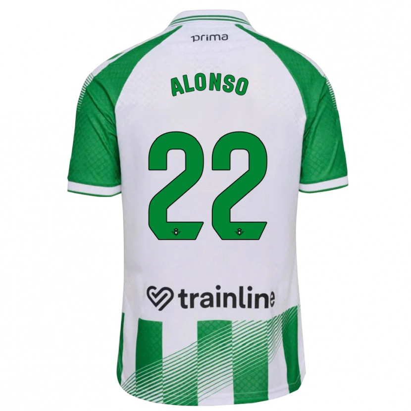 Danxen Enfant Maillot Borja Alonso #22 Vert Clair Noir Blanc Tenues Domicile 2026/27 T-Shirt