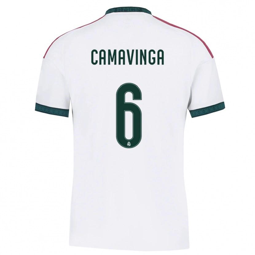 Danxen Enfant Maillot Eduardo Camavinga #6 Vert Foncé Blanc Rouge Tenues Domicile 2026/27 T-Shirt