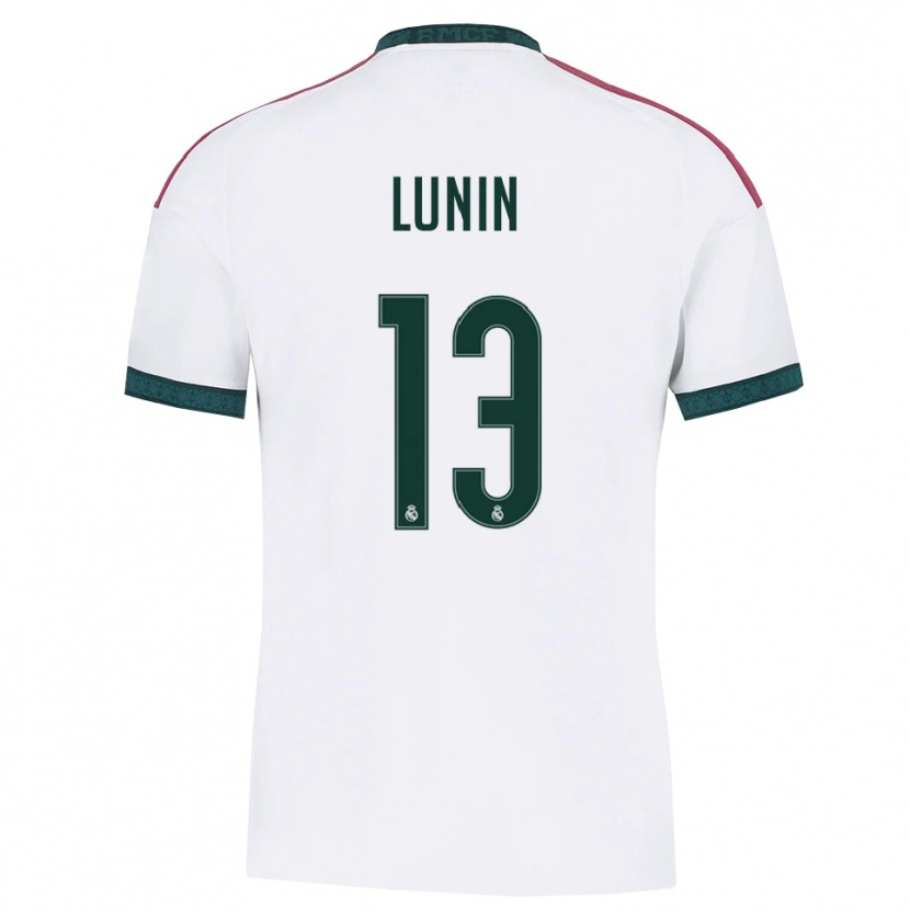 Danxen Enfant Maillot Andriy Lunin #13 Vert Foncé Blanc Rouge Tenues Domicile 2026/27 T-Shirt