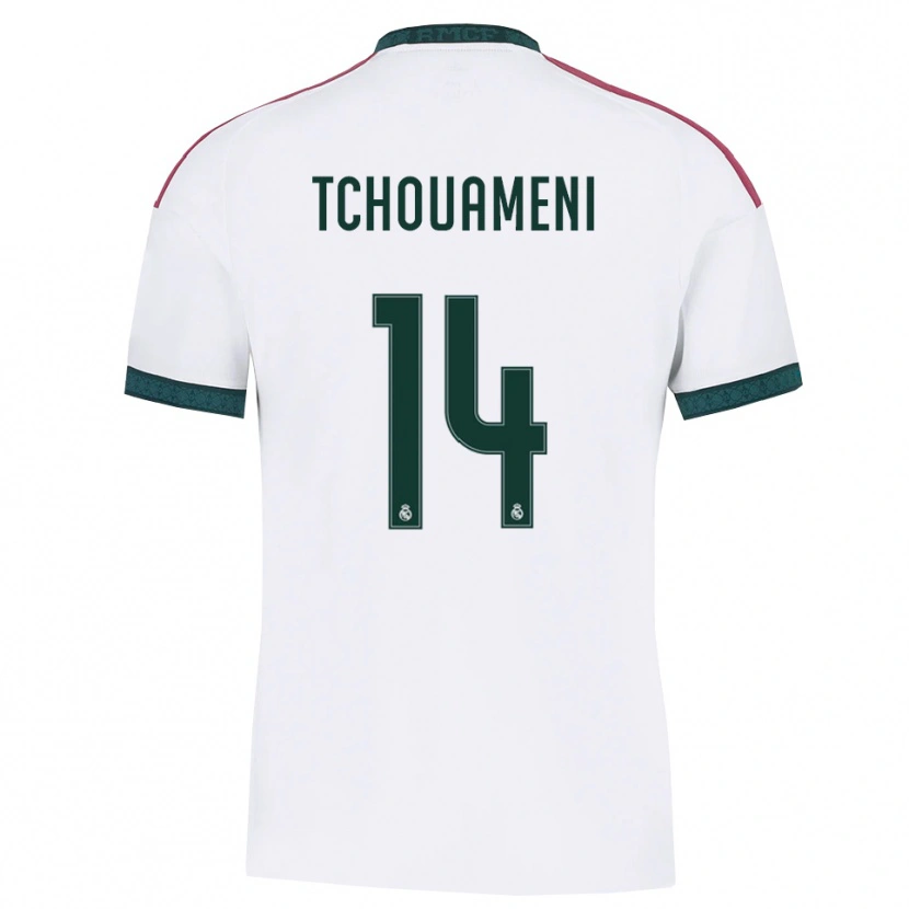 Danxen Enfant Maillot Aurélien Tchouaméni #14 Vert Foncé Blanc Rouge Tenues Domicile 2026/27 T-Shirt