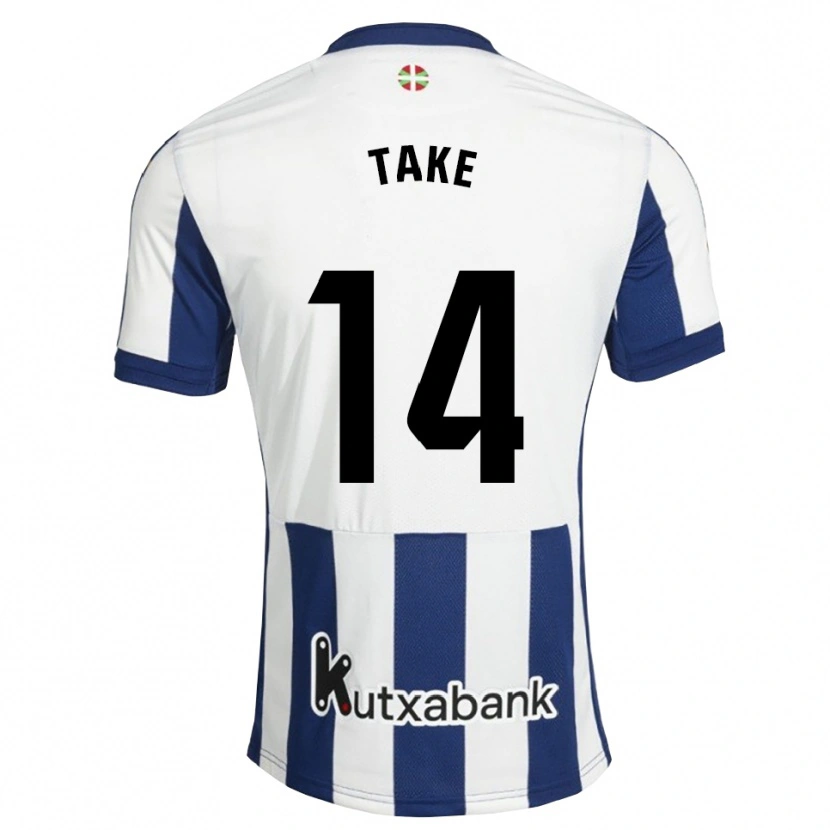 Danxen Enfant Maillot Takefusa Kubo #14 Bleu Marine Blanc Goldenrod Tenues Domicile 2026/27 T-Shirt