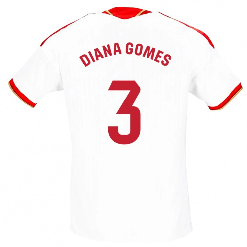 Danxen Enfant Maillot Diana Catarina Ribeiro Gomes #3 Blanc Rouge Tenues Domicile 2026/27 T-Shirt