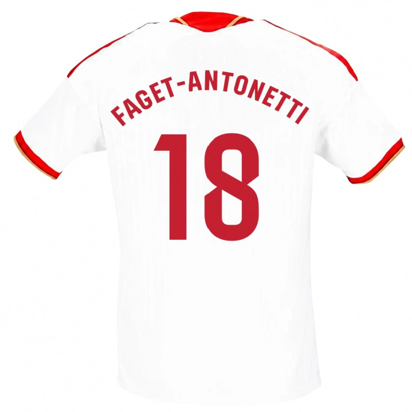 Danxen Enfant Maillot Roméo Faget-Antonetti #18 Blanc Rouge Tenues Domicile 2026/27 T-Shirt