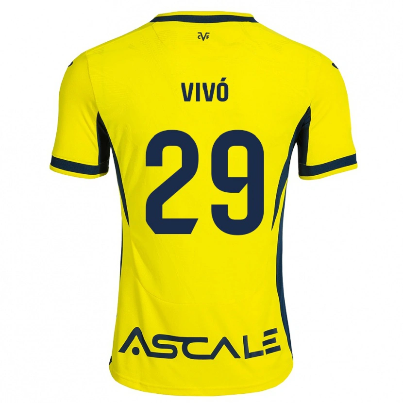 Danxen Enfant Maillot Adrián Vivó #29 Jaune Noir Rouge Tenues Domicile 2026/27 T-Shirt