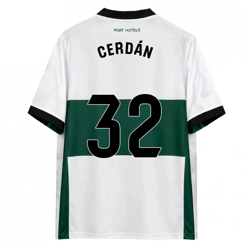 Danxen Enfant Maillot Pablo Cerdán #32 Vert Blanc Rouge Tenues Domicile 2026/27 T-Shirt