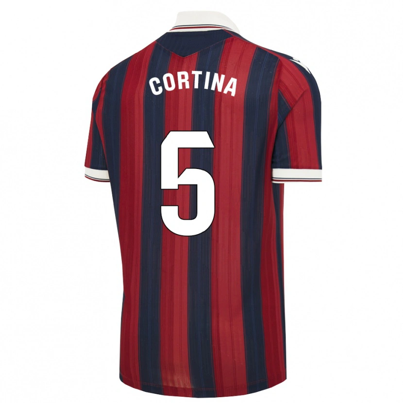 Danxen Enfant Maillot Borja Cortina #5 Bleu Nuit Rouge Tenues Domicile 2026/27 T-Shirt