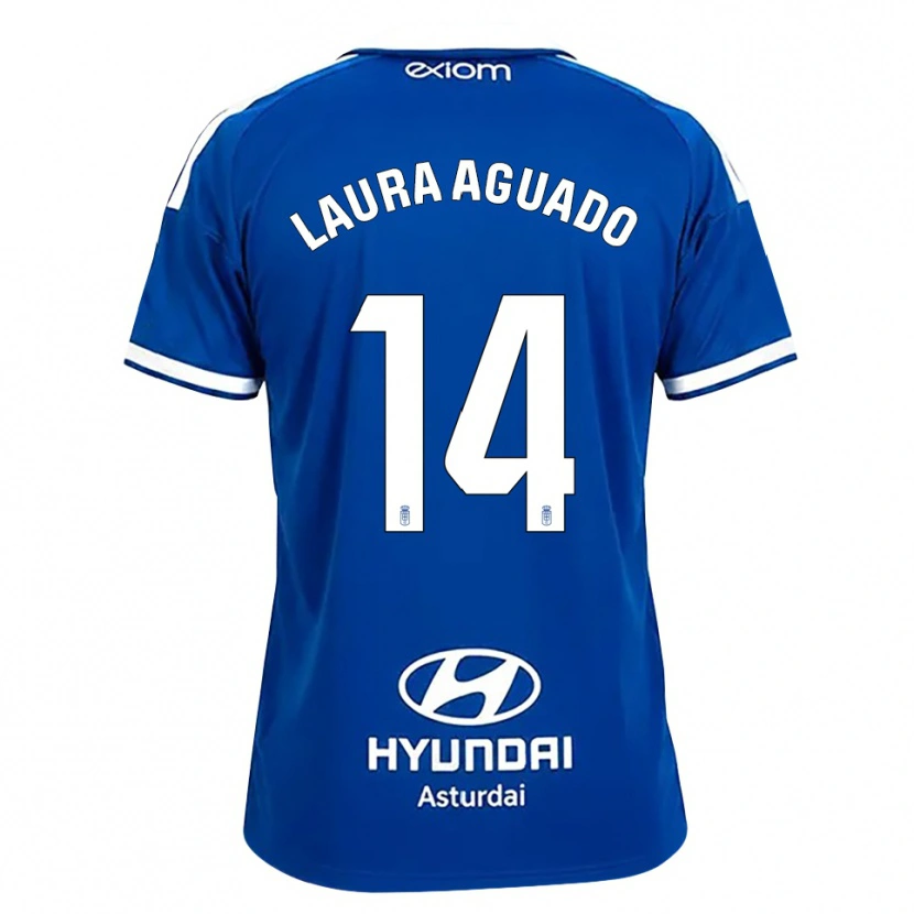 Danxen Enfant Maillot Laura Aguado #14 Bleu Moyen Blanc Tenues Domicile 2026/27 T-Shirt