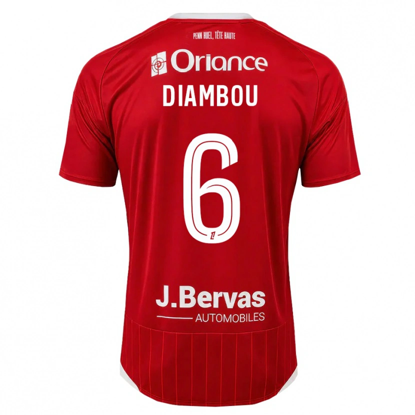 Danxen Enfant Maillot Mamady Diambou #6 Blanc Rouge Tenues Domicile 2026/27 T-Shirt