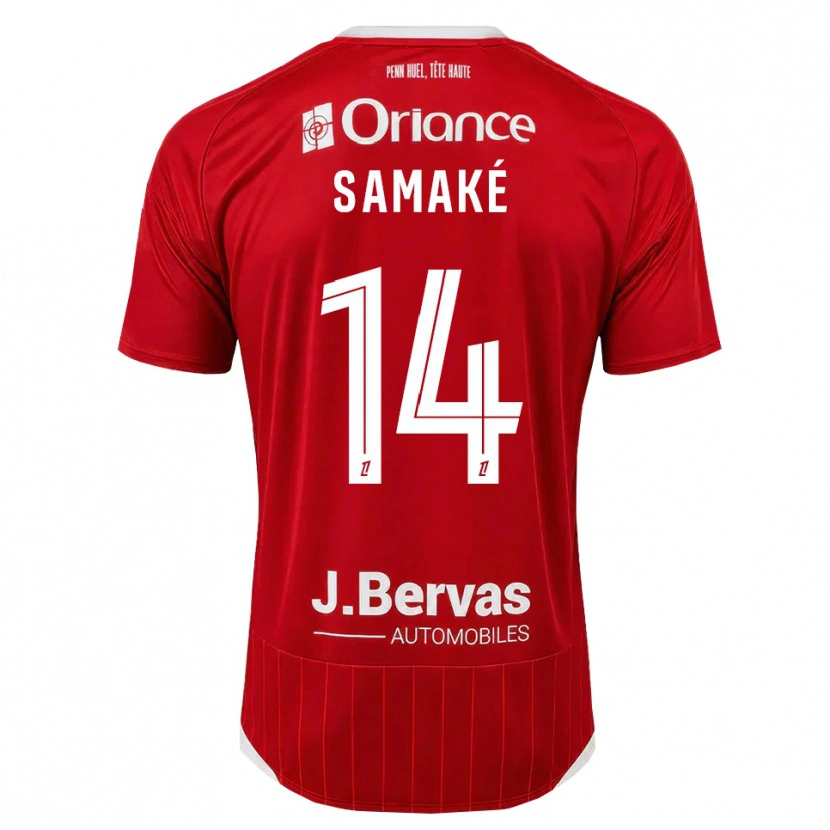 Danxen Enfant Maillot Abdoul Samaké #14 Blanc Rouge Tenues Domicile 2026/27 T-Shirt