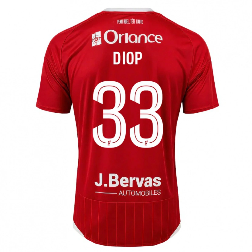 Danxen Enfant Maillot Saliou Diop #33 Blanc Rouge Tenues Domicile 2026/27 T-Shirt