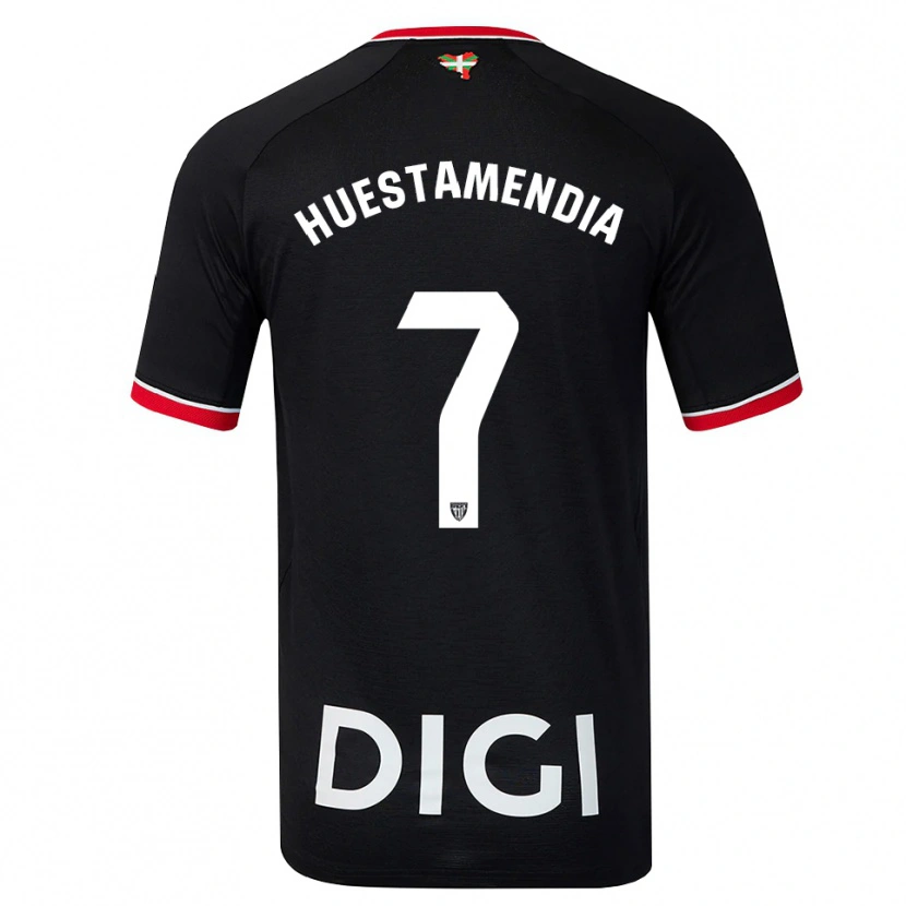 Danxen Enfant Maillot Peio Huestamendia #7 Noir Blanc Rouge Tenues Extérieur 2026/27 T-Shirt