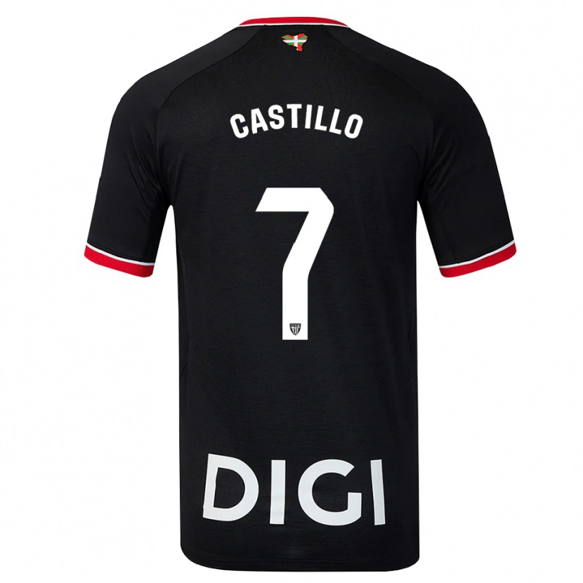 Danxen Enfant Maillot Unai Castillo #7 Noir Blanc Rouge Tenues Extérieur 2026/27 T-Shirt