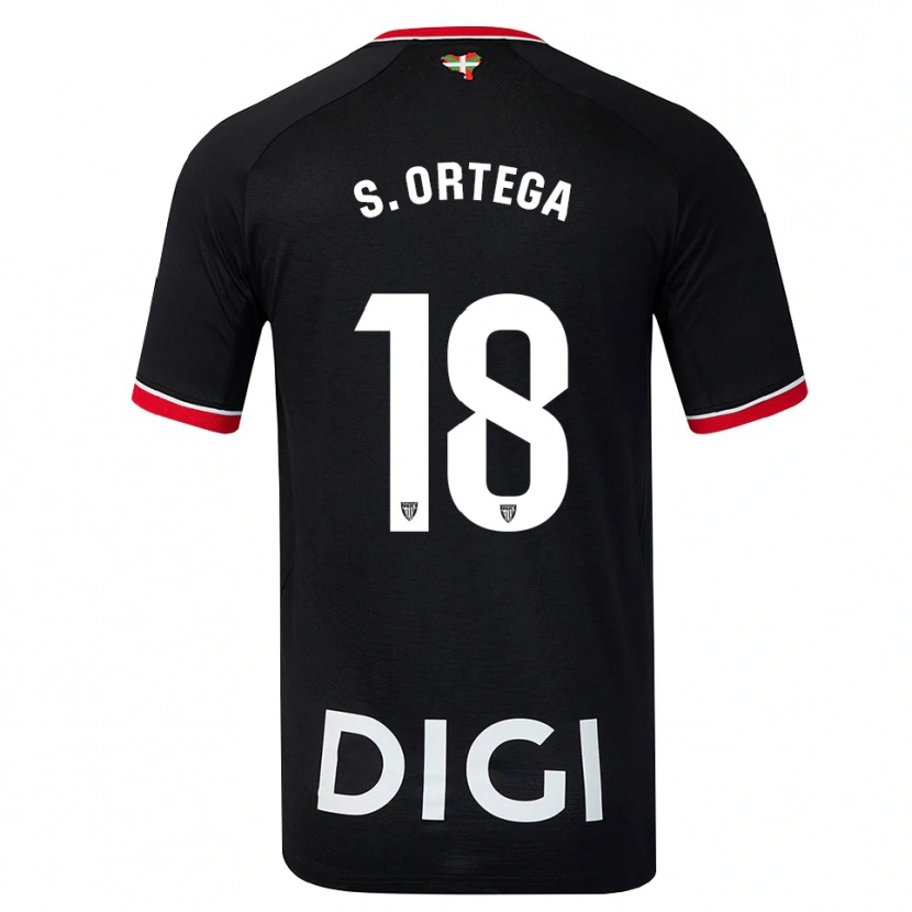Danxen Enfant Maillot Sara Ortega Ruiz #18 Noir Blanc Rouge Tenues Extérieur 2026/27 T-Shirt