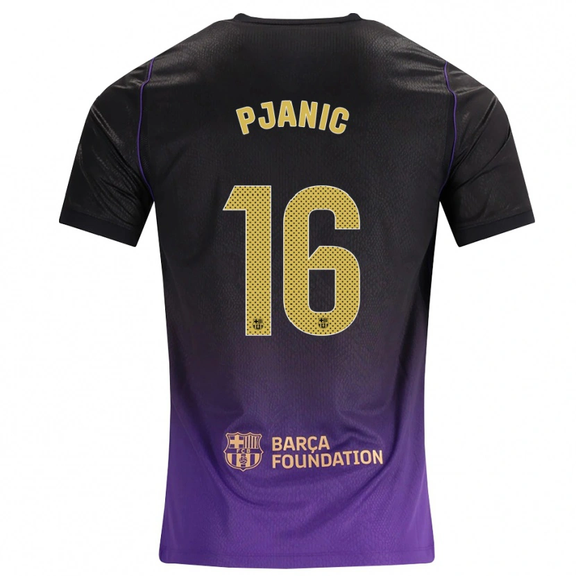 Danxen Enfant Maillot Miralem Pjanic #16 Violet Jaune Noir Tenues Extérieur 2026/27 T-Shirt