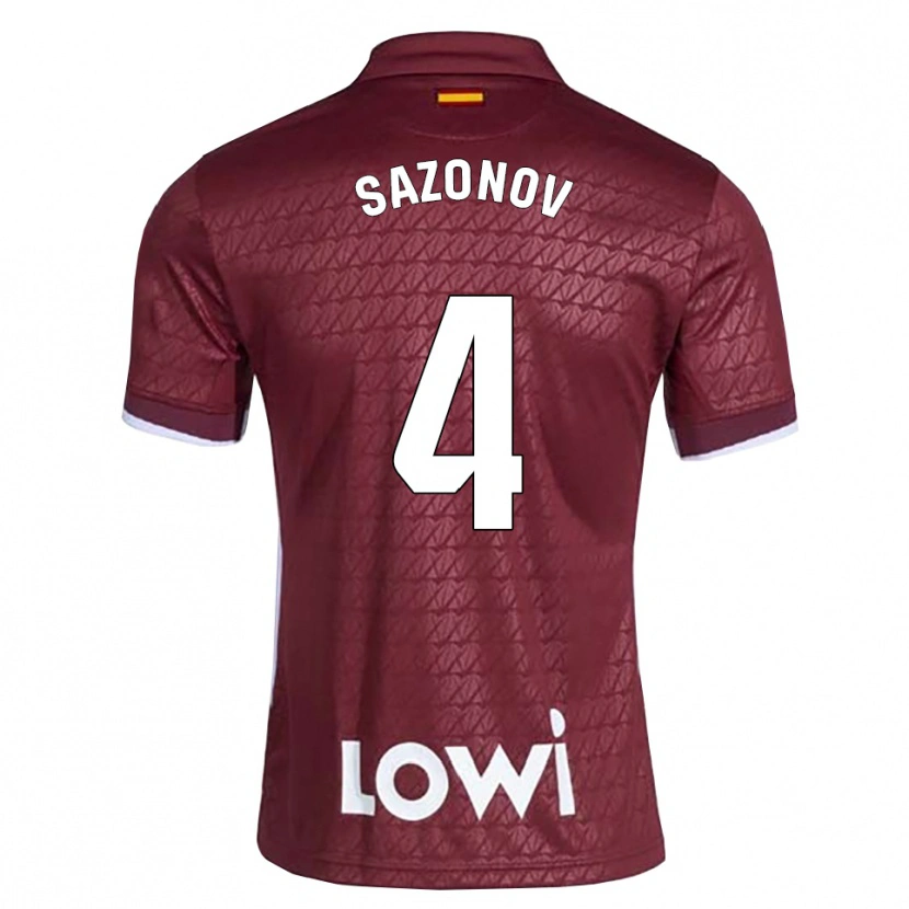 Danxen Enfant Maillot Saba Sazonov #4 Rouge Foncé Blanc Tenues Extérieur 2026/27 T-Shirt