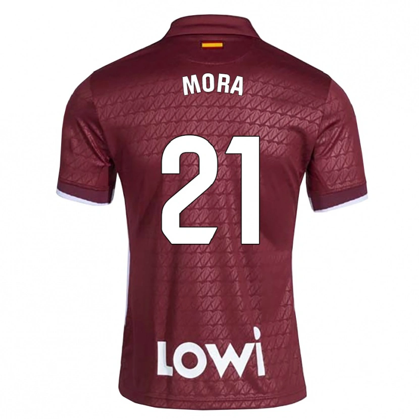 Danxen Enfant Maillot Adrià Mora #21 Rouge Foncé Blanc Tenues Extérieur 2026/27 T-Shirt
