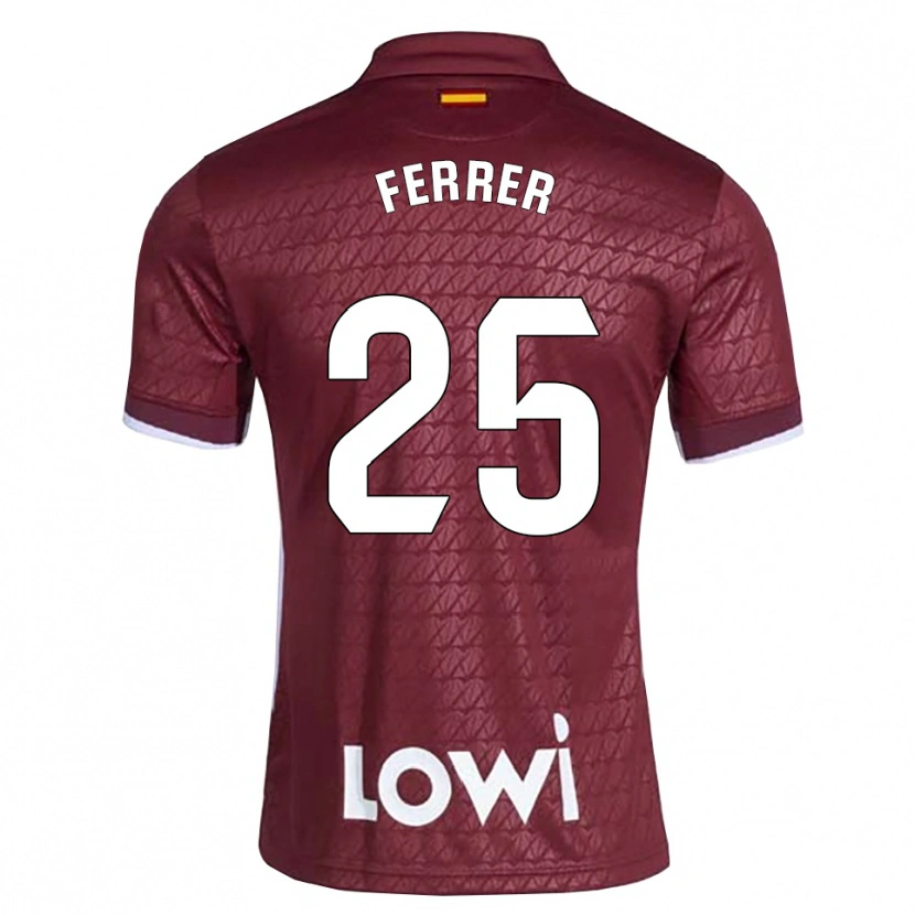 Danxen Enfant Maillot Diego Ferrer #25 Rouge Foncé Blanc Tenues Extérieur 2026/27 T-Shirt