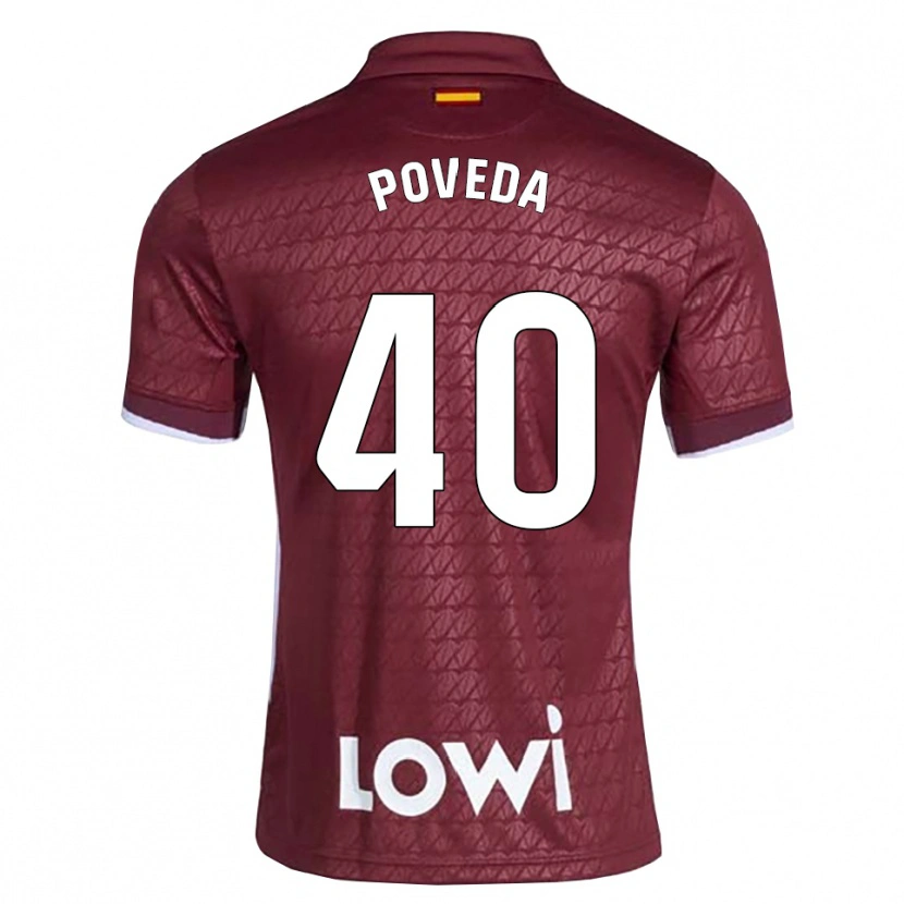 Danxen Enfant Maillot Pedro Poveda #40 Rouge Foncé Blanc Tenues Extérieur 2026/27 T-Shirt