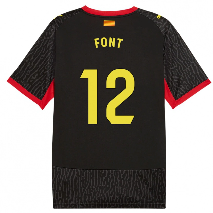 Danxen Enfant Maillot Jordi Font #12 Noir Jaune Rouge Tenues Extérieur 2026/27 T-Shirt